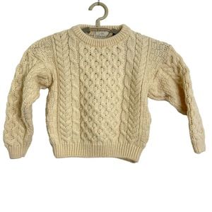 Tivoli Kids Fishermans Cable Knit Aran Sweater Natural Age 3/4